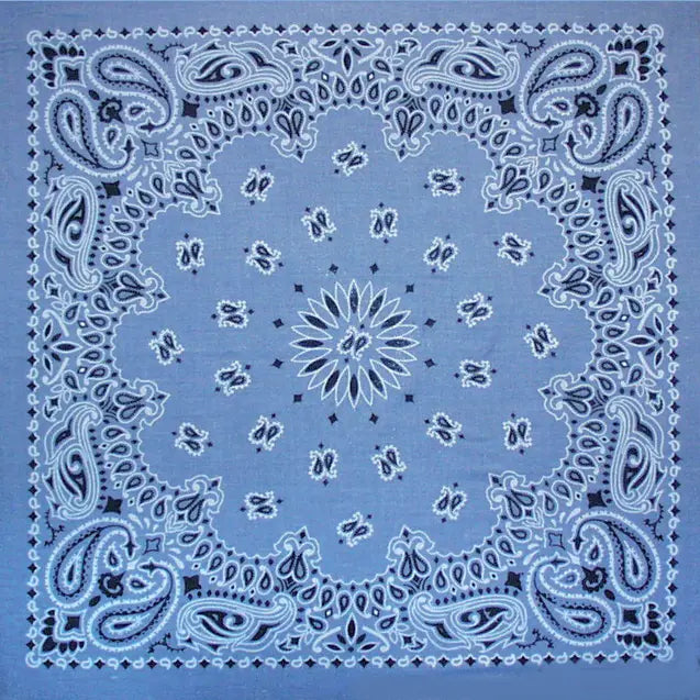 Chambray Paisley Blue Bandana 22"