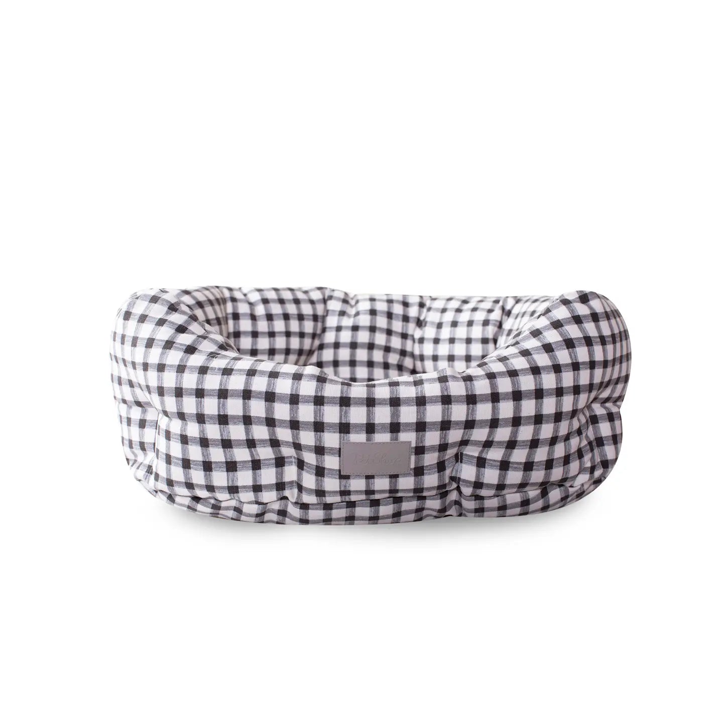 Painted Gingham Round Cuddler Dog Bed
