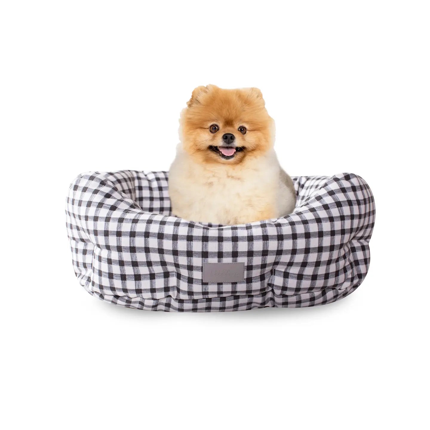 Painted Gingham Round Cuddler Dog Bed