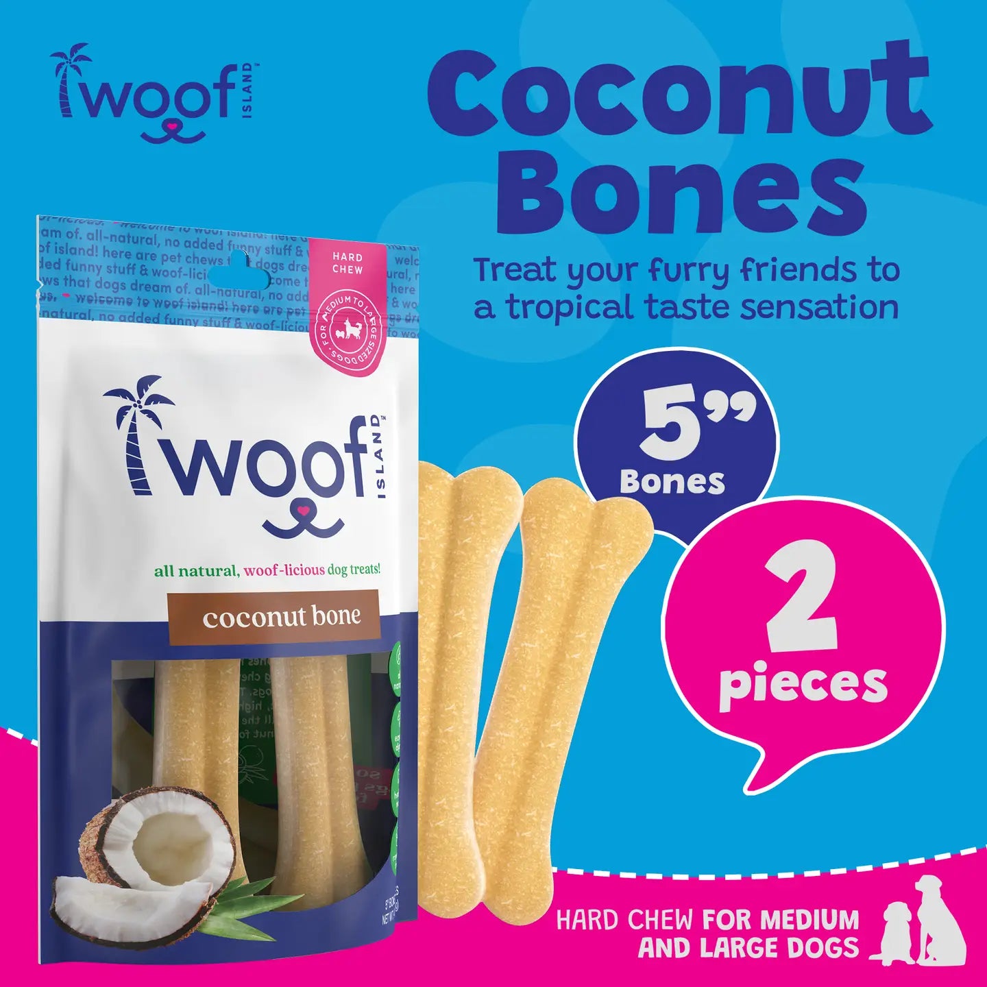 Coconut Dog Bones, 2 Pack