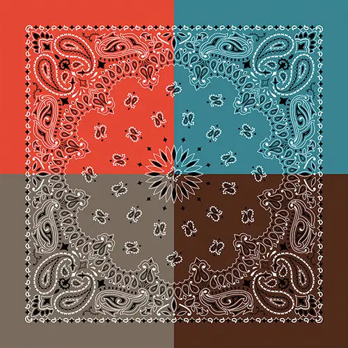 Fall Quad Paisley Bandana 22"