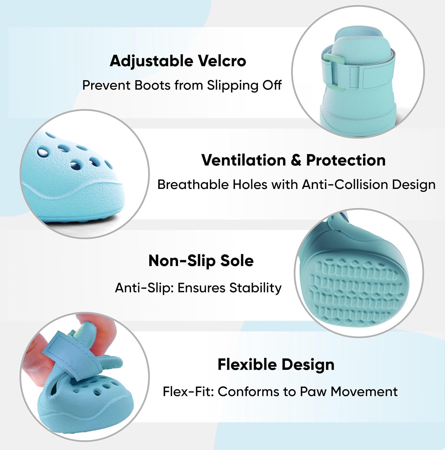 Blue Silicone Hot Pavement Dog Shoes