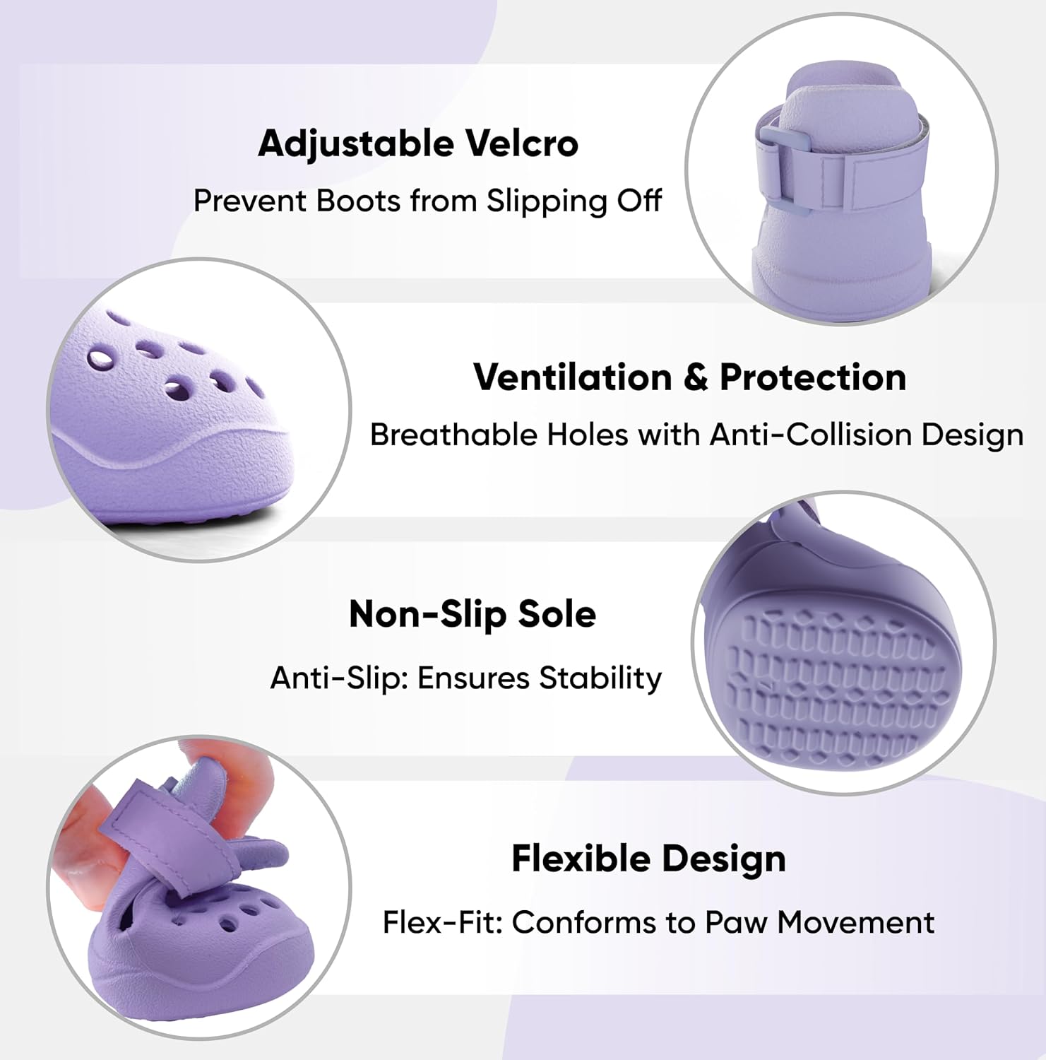 Lilac Silicone Hot Pavement Dog Shoes