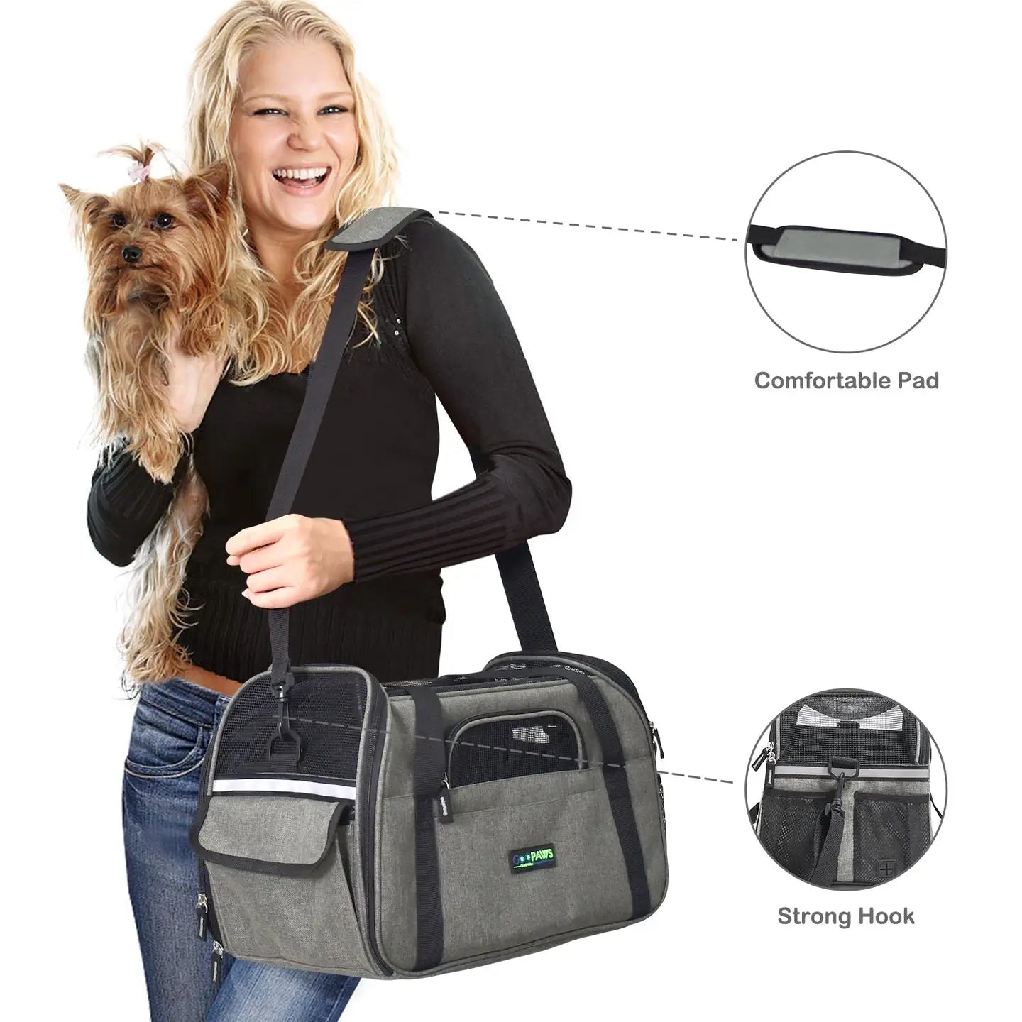 Soft Sided Pet Airline Carrier Grey, 17"