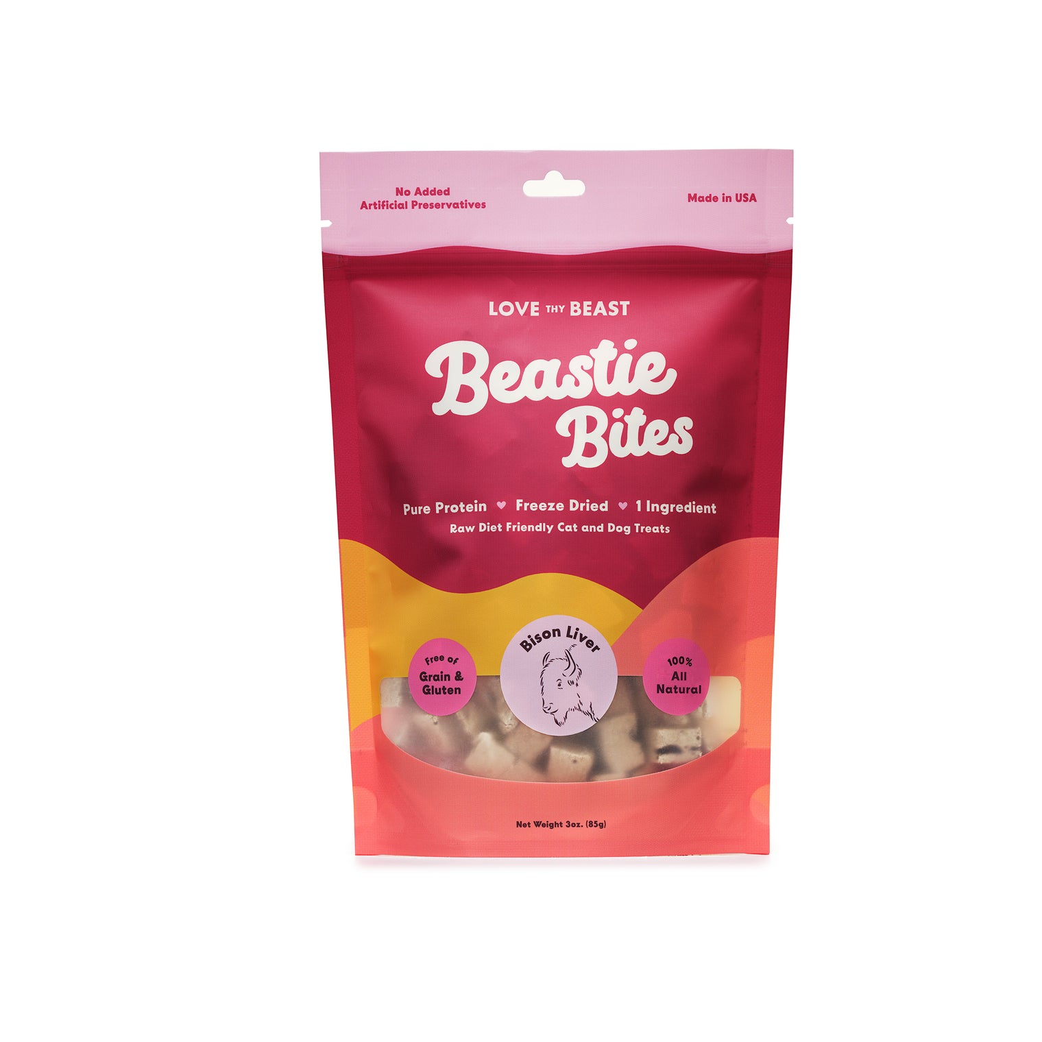 Freeze-Dried Bison Liver Dog & Cat Treat, 3-oz bag