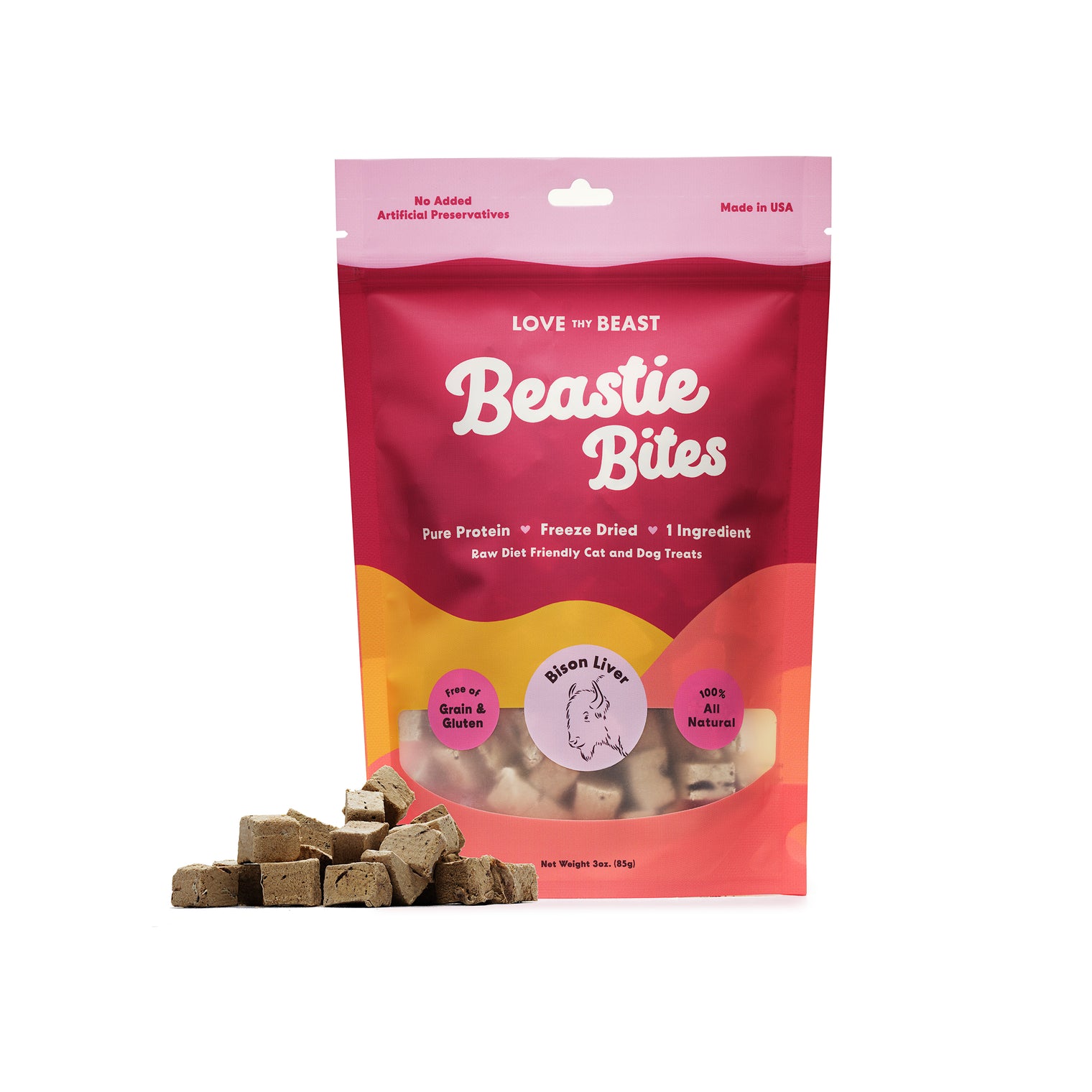 Freeze-Dried Bison Liver Dog & Cat Treat, 3-oz bag