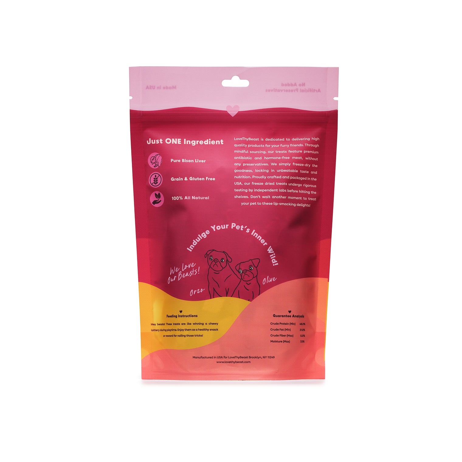 Freeze-Dried Bison Liver Dog & Cat Treat, 3-oz bag