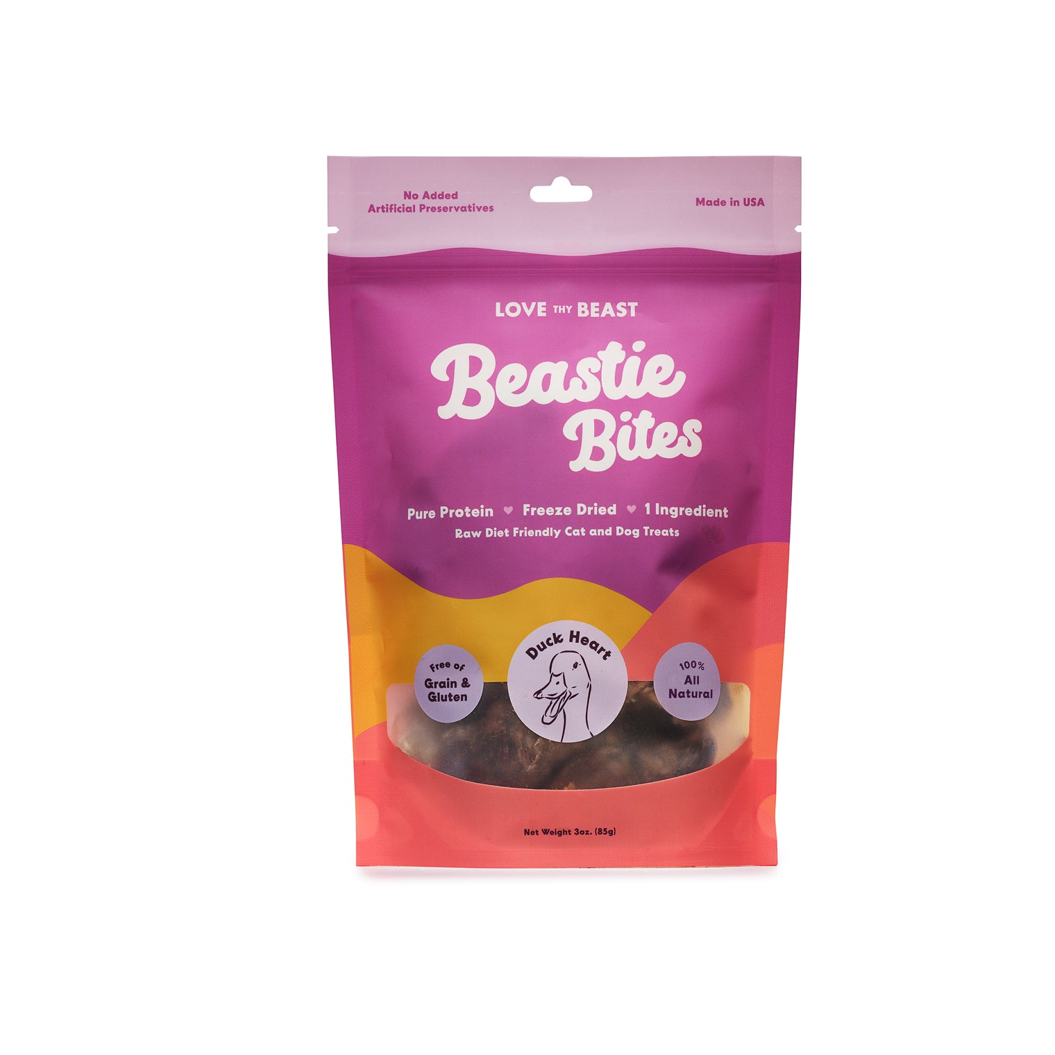 Freeze-Dried Duck Heart Dog & Cat Treat, 3-oz bag