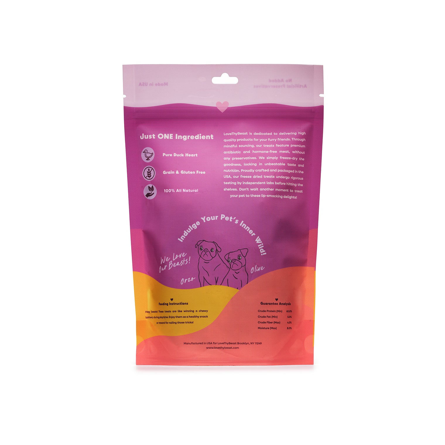 Freeze-Dried Duck Heart Dog & Cat Treat, 3-oz bag
