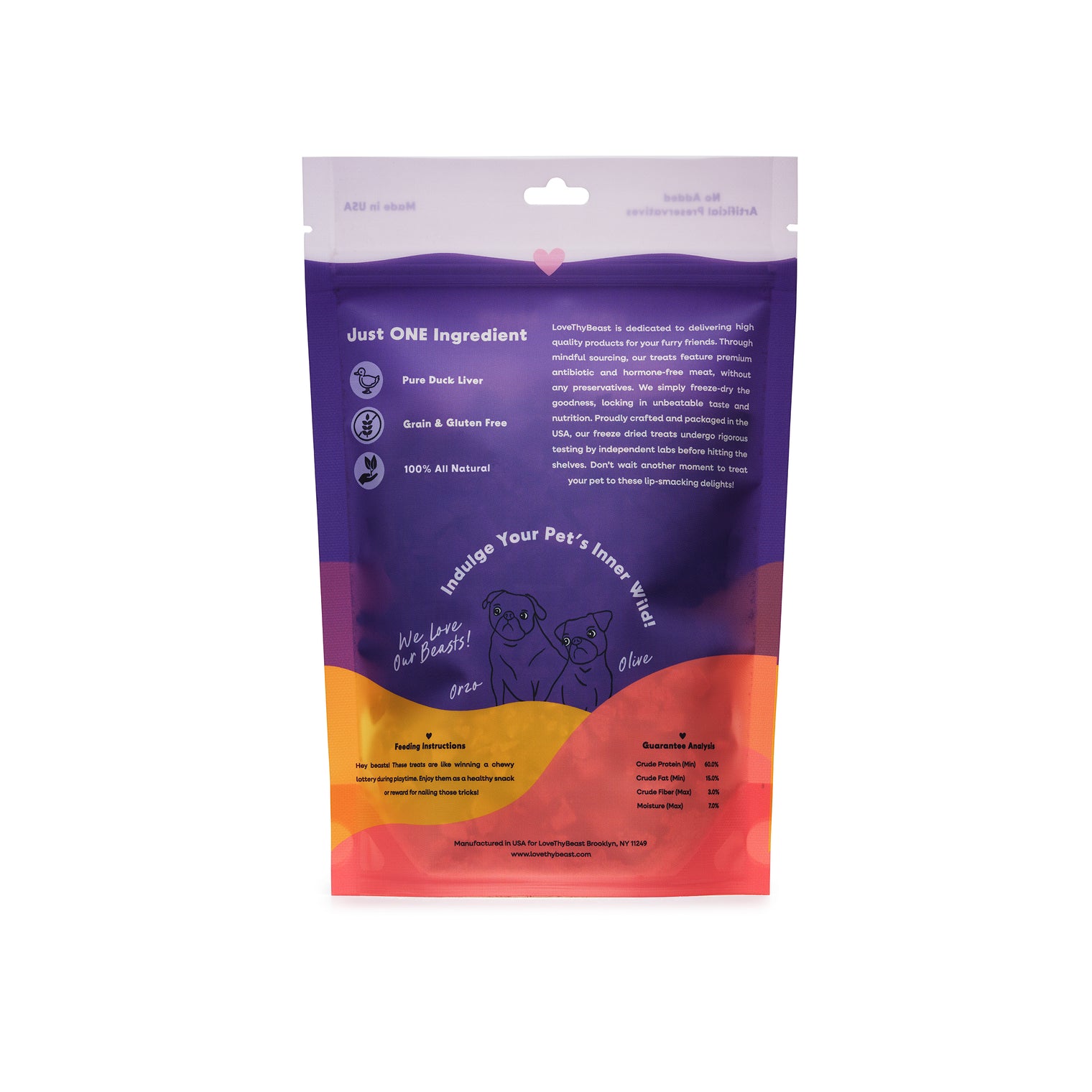 Freeze-Dried Duck Liver Dog & Cat Treat, 3-oz bag