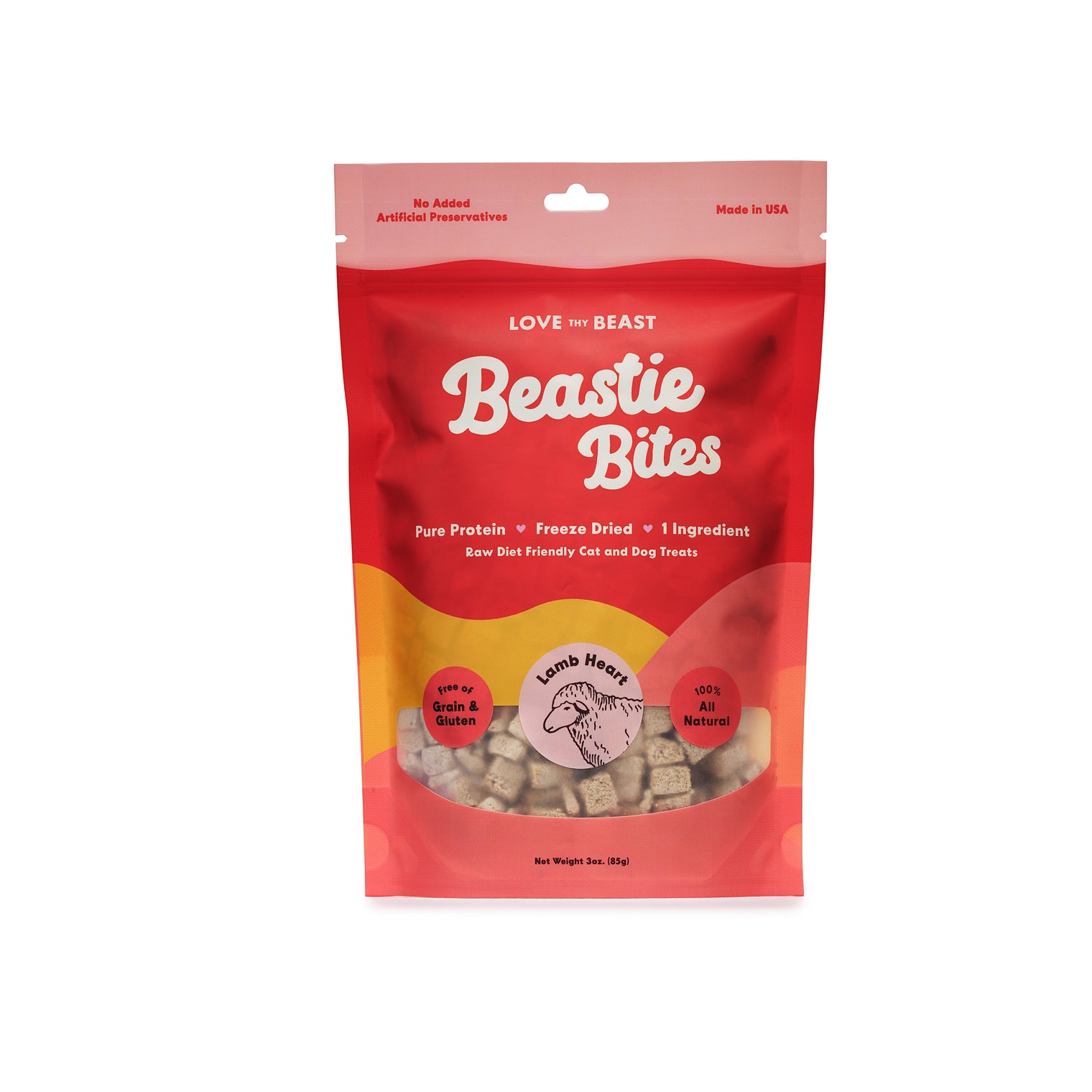 Freeze-Dried Lamb Hearts Dog & Cat Treat, 3-oz bag