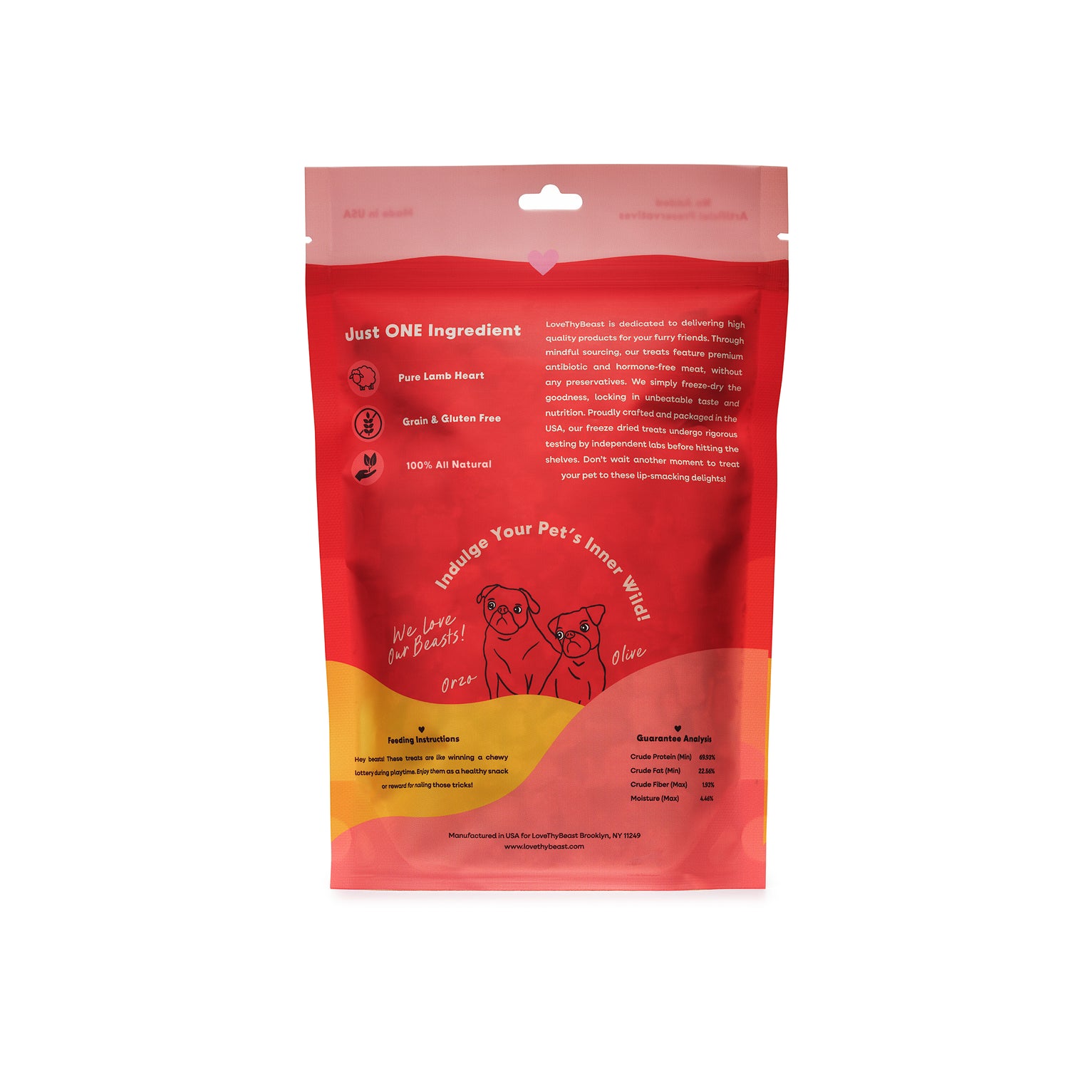 Freeze-Dried Lamb Hearts Dog & Cat Treat, 3-oz bag