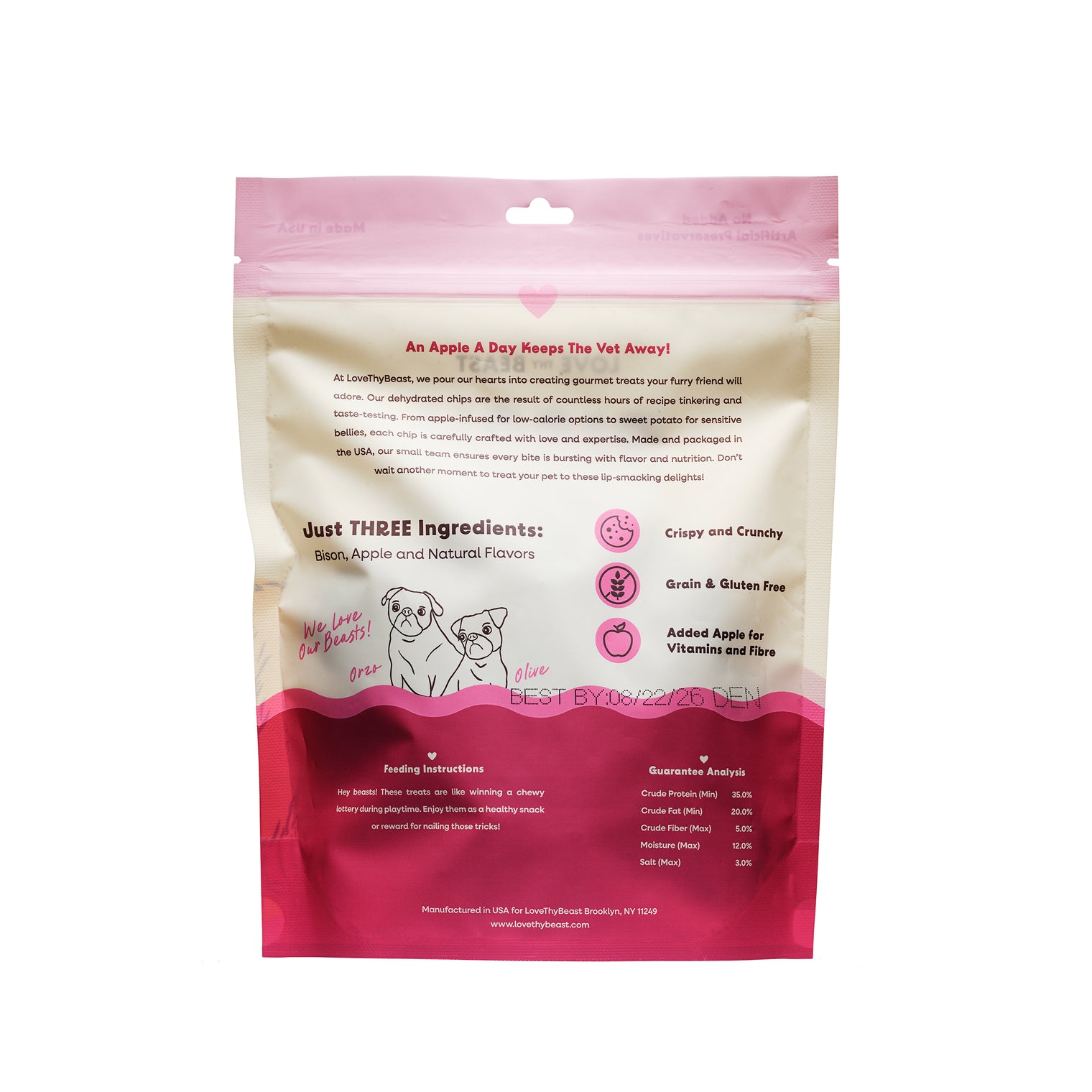 Bison Chips, Dehydrated Dog Treats 5-oz Bag