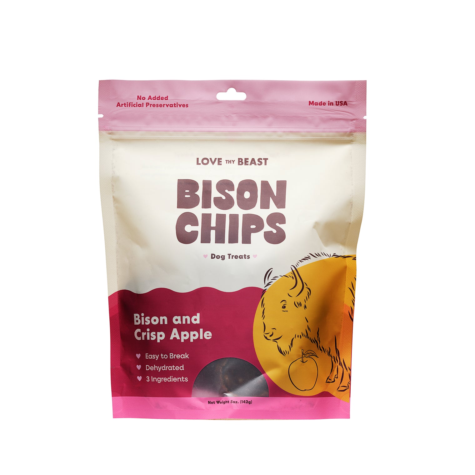 Bison Chips, Dehydrated Dog Treats 5-oz Bag