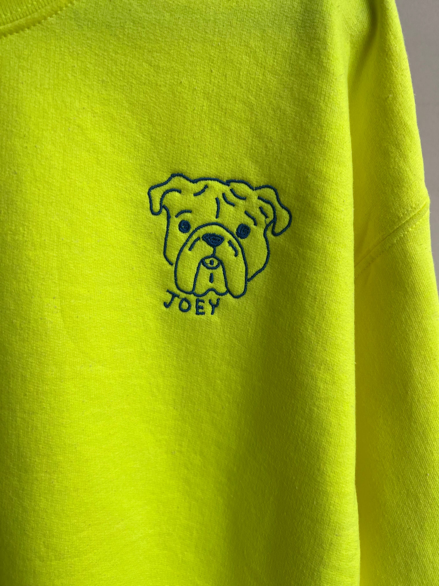 Custom Embroidered Sweatshirt - Neon Yellow