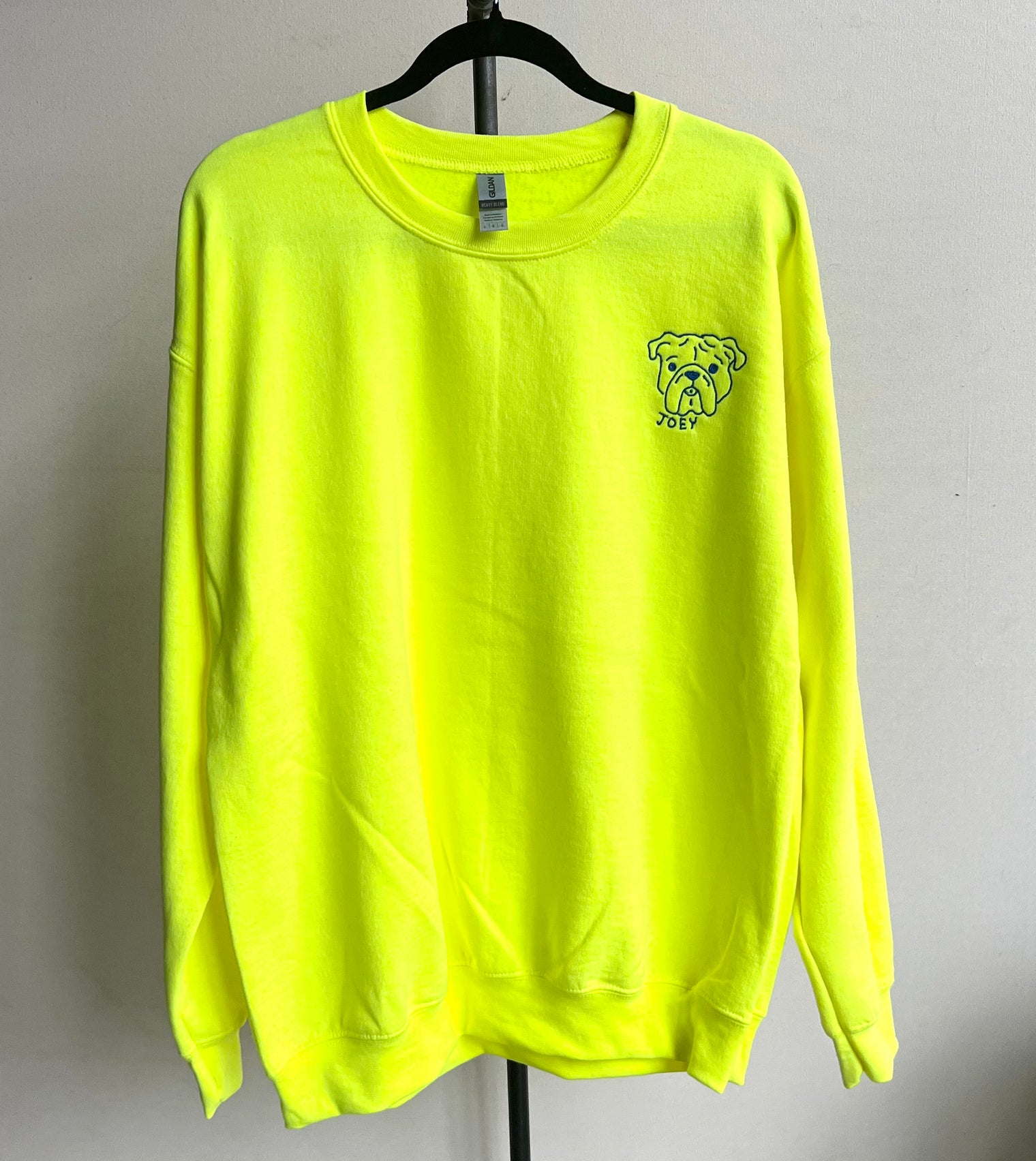 Custom Embroidered Sweatshirt - Neon Yellow