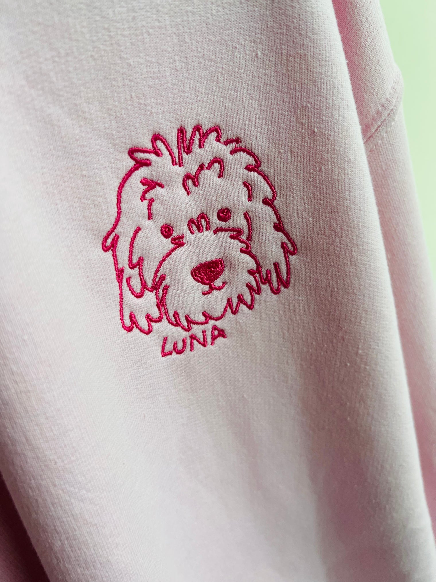 Custom Embroidered Sweatshirt - Baby Pink