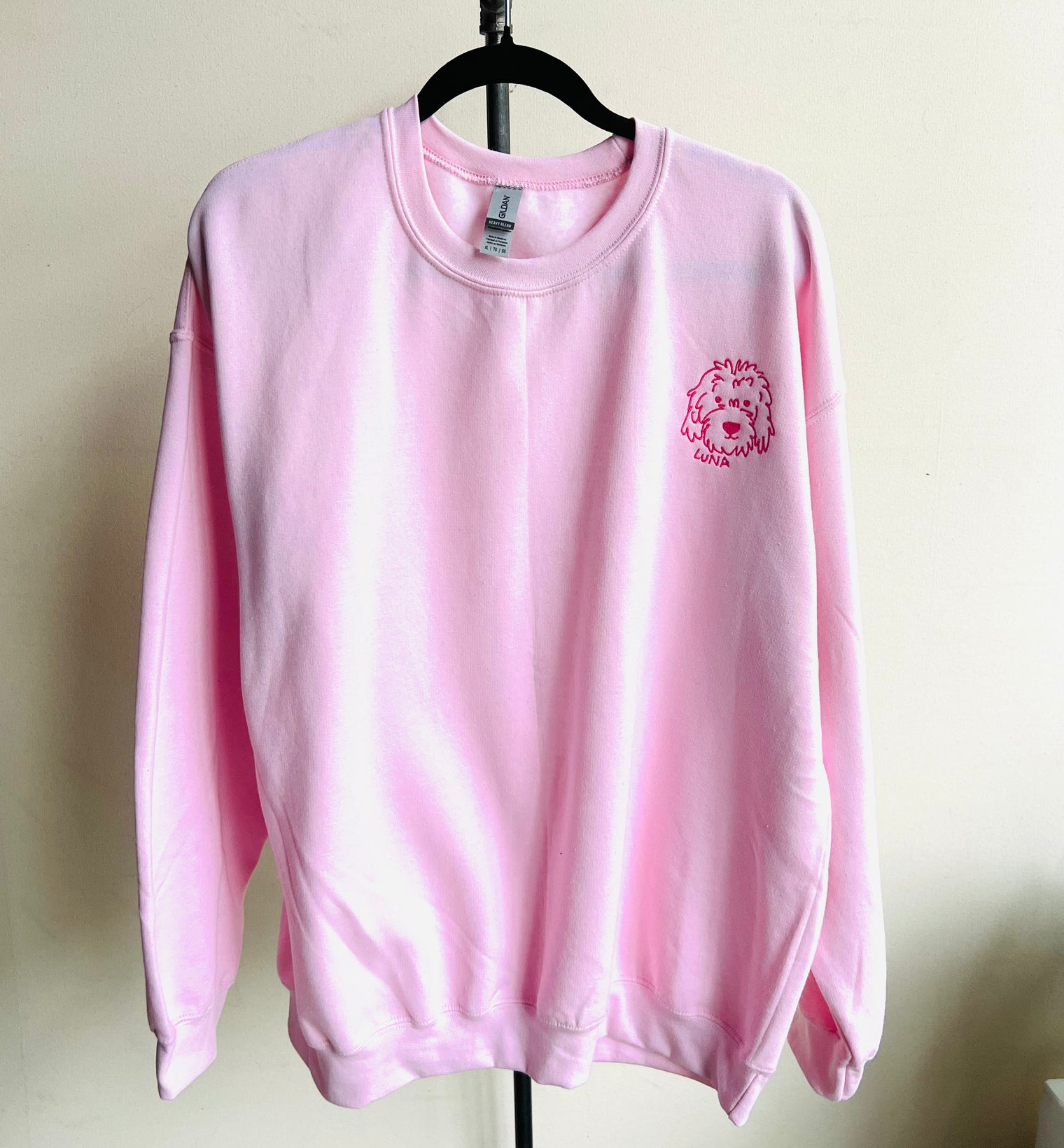 Custom Embroidered Sweatshirt - Baby Pink