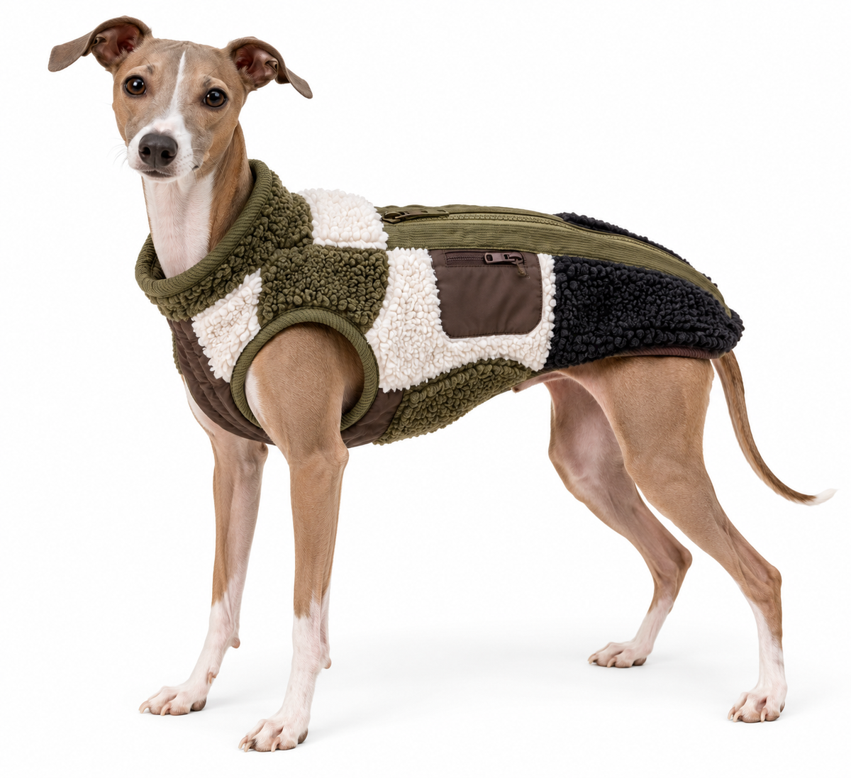 Green Block Sherpa Vest