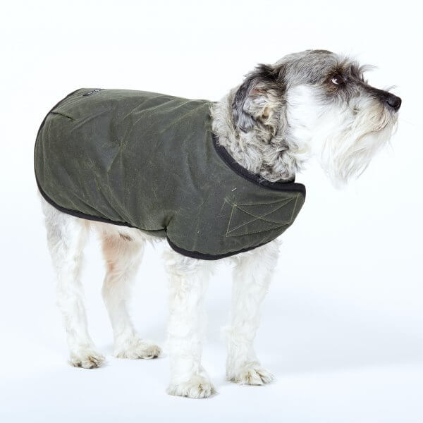 Olive Waxed Cotton Jacket with Fleece Lining