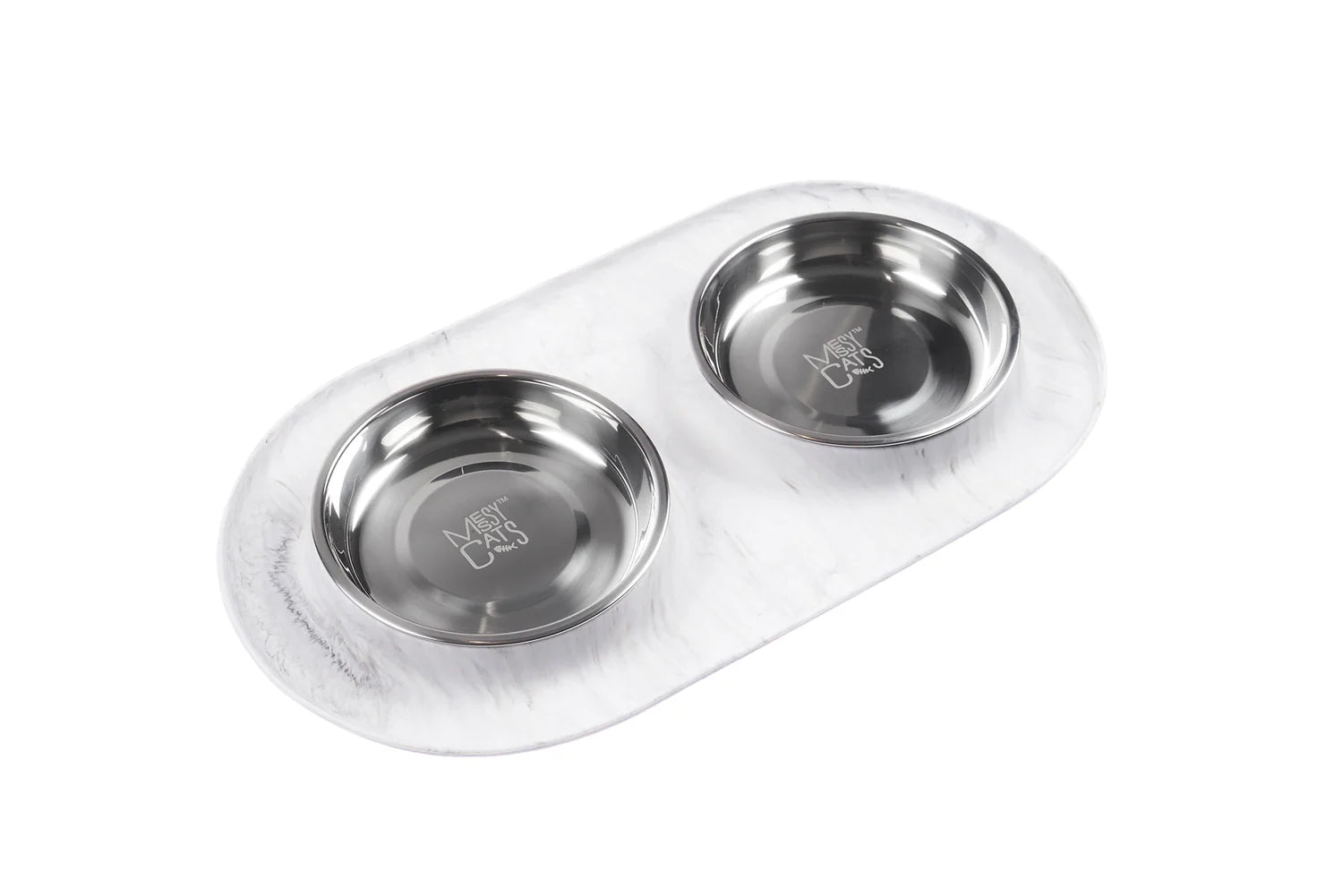 Double Silicone Cat Feeder Marble