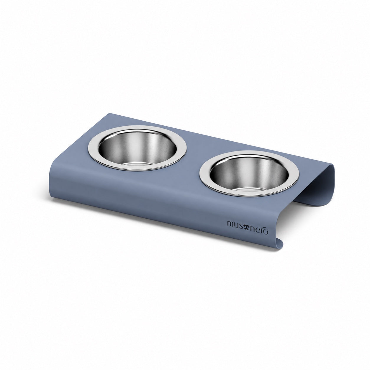 XS Easy Double Bowl Feeder in Blue Stainless Steel