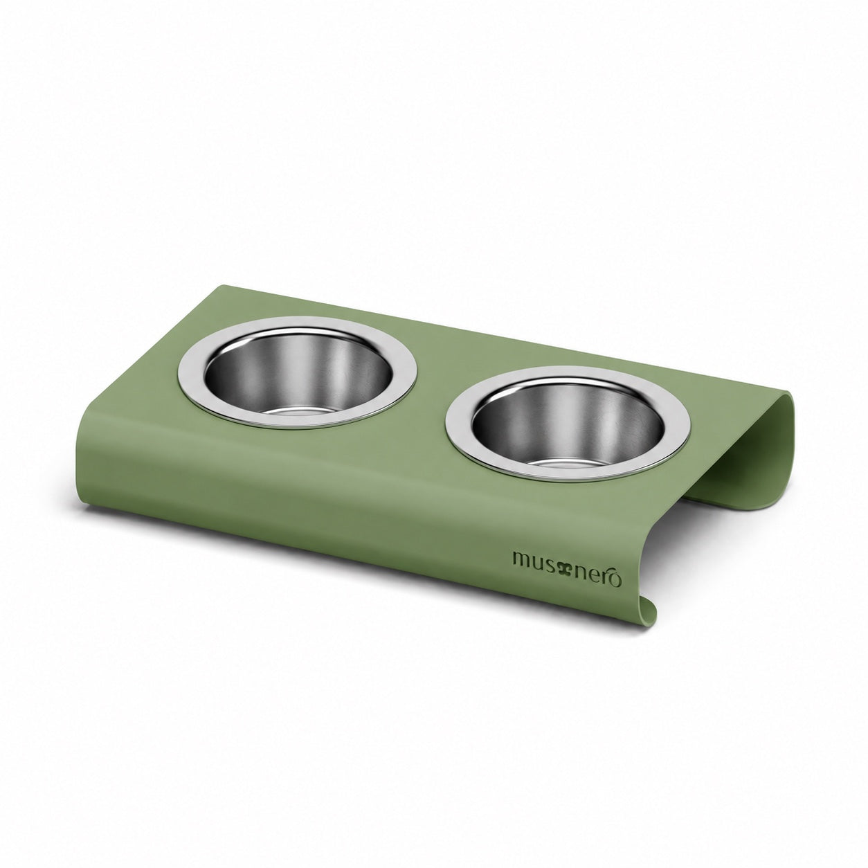 XS Easy Double Bowl Feeder in Pale Green Stainless Steel
