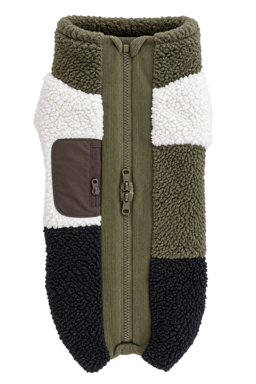 Green Block Sherpa Vest