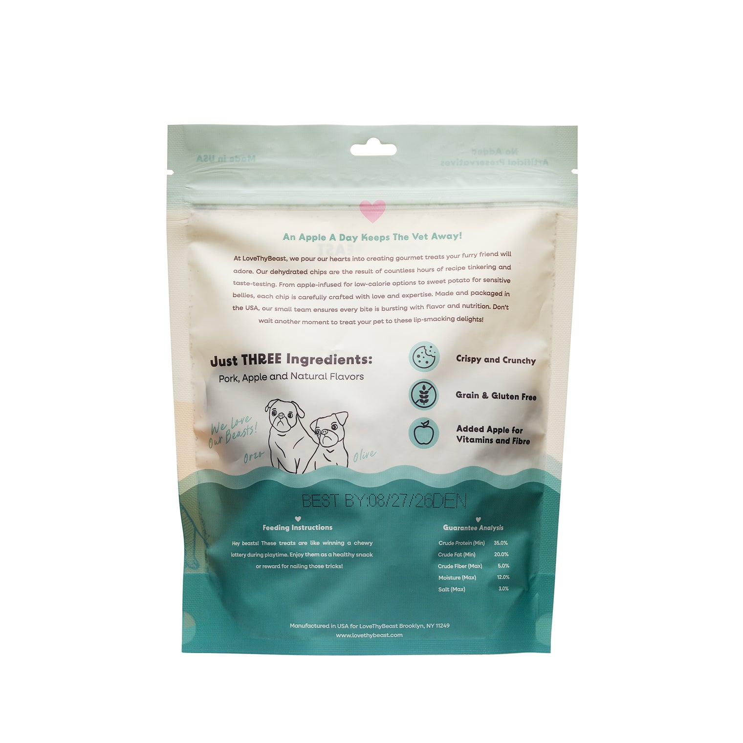Pork Chips, Dehydrated Dog Treats 5-oz Bag