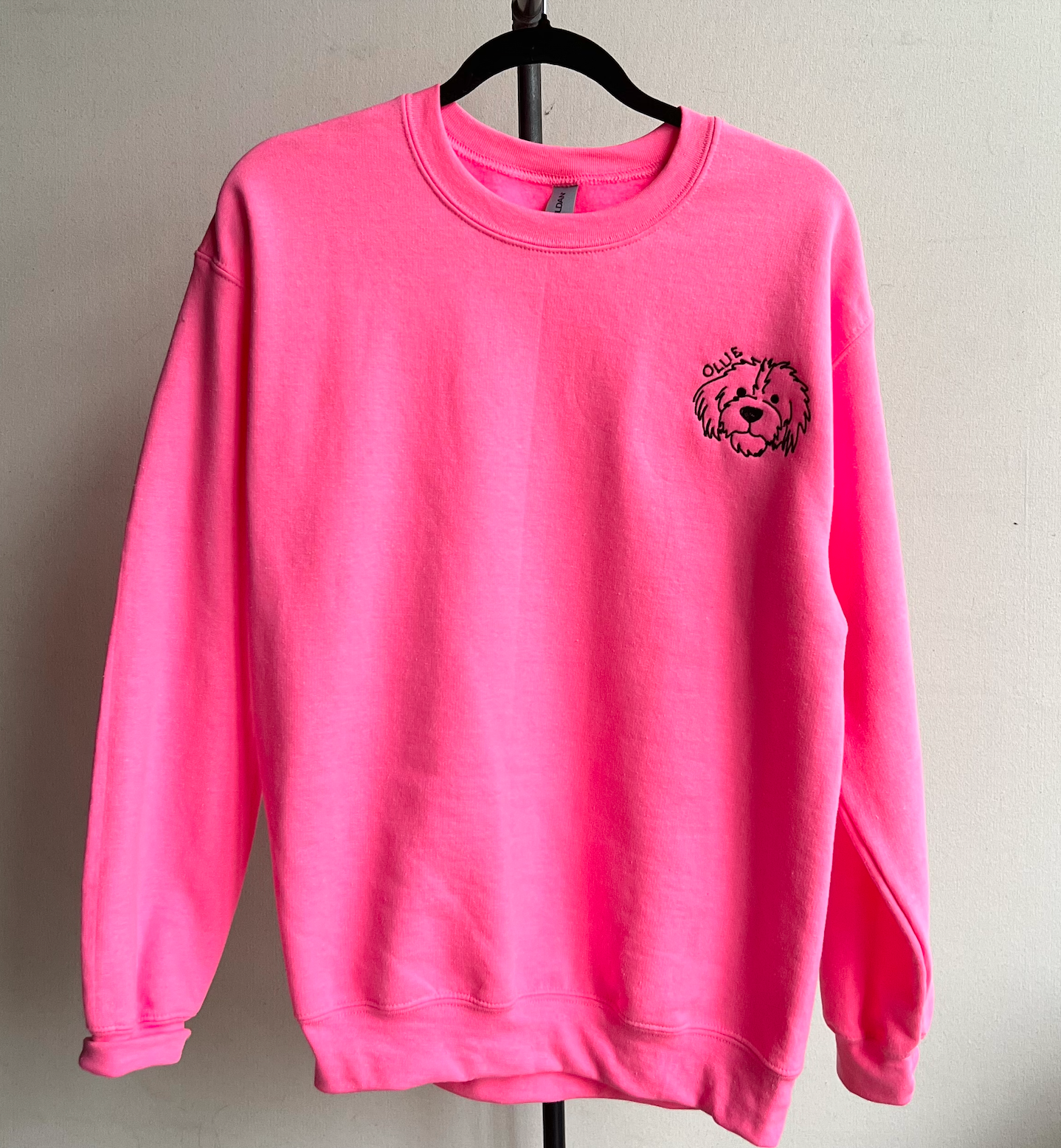 Custom Embroidered Sweatshirt - Hot Pink