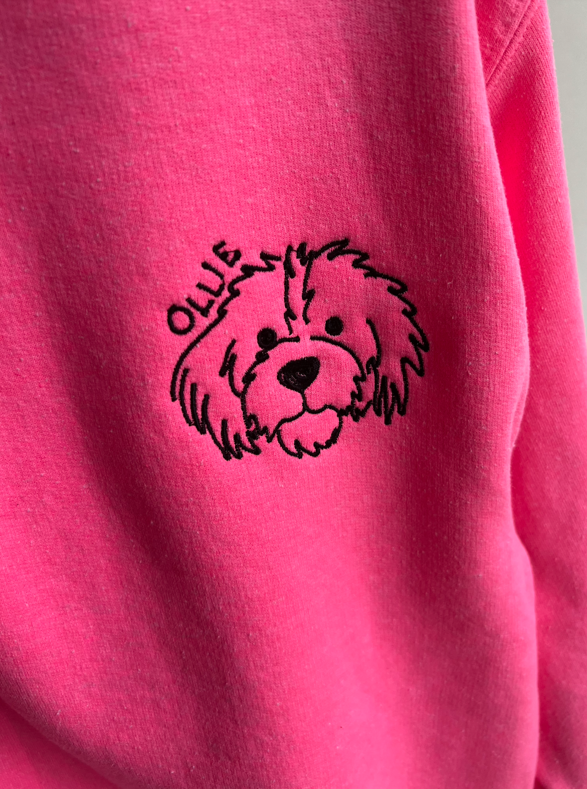 Custom Embroidered Sweatshirt - Hot Pink