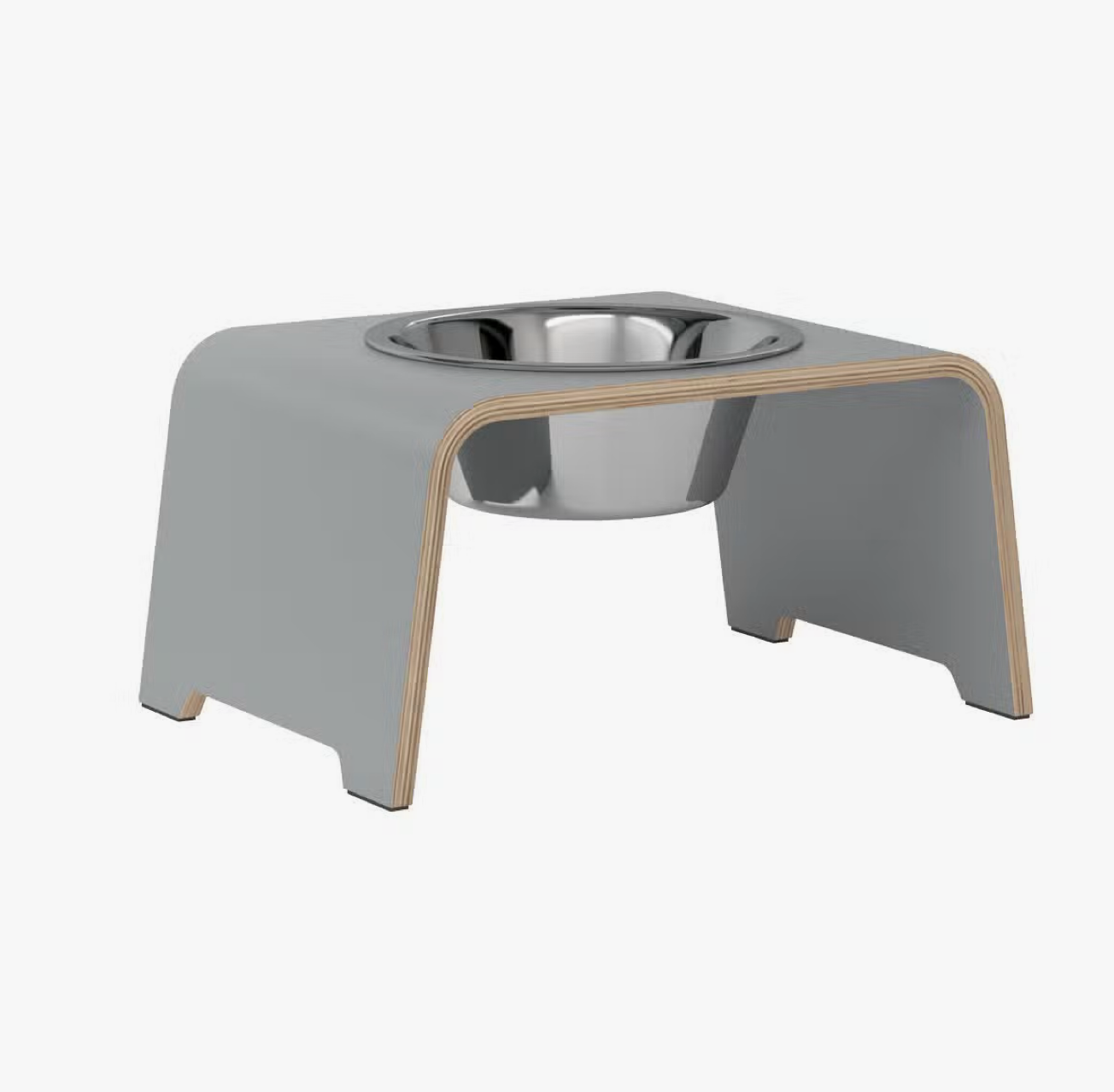 Single Raised Dog Feeder - Grey