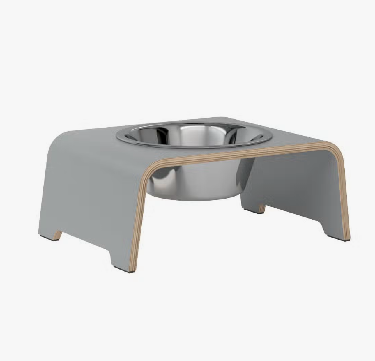 Single Raised Dog Feeder - Grey