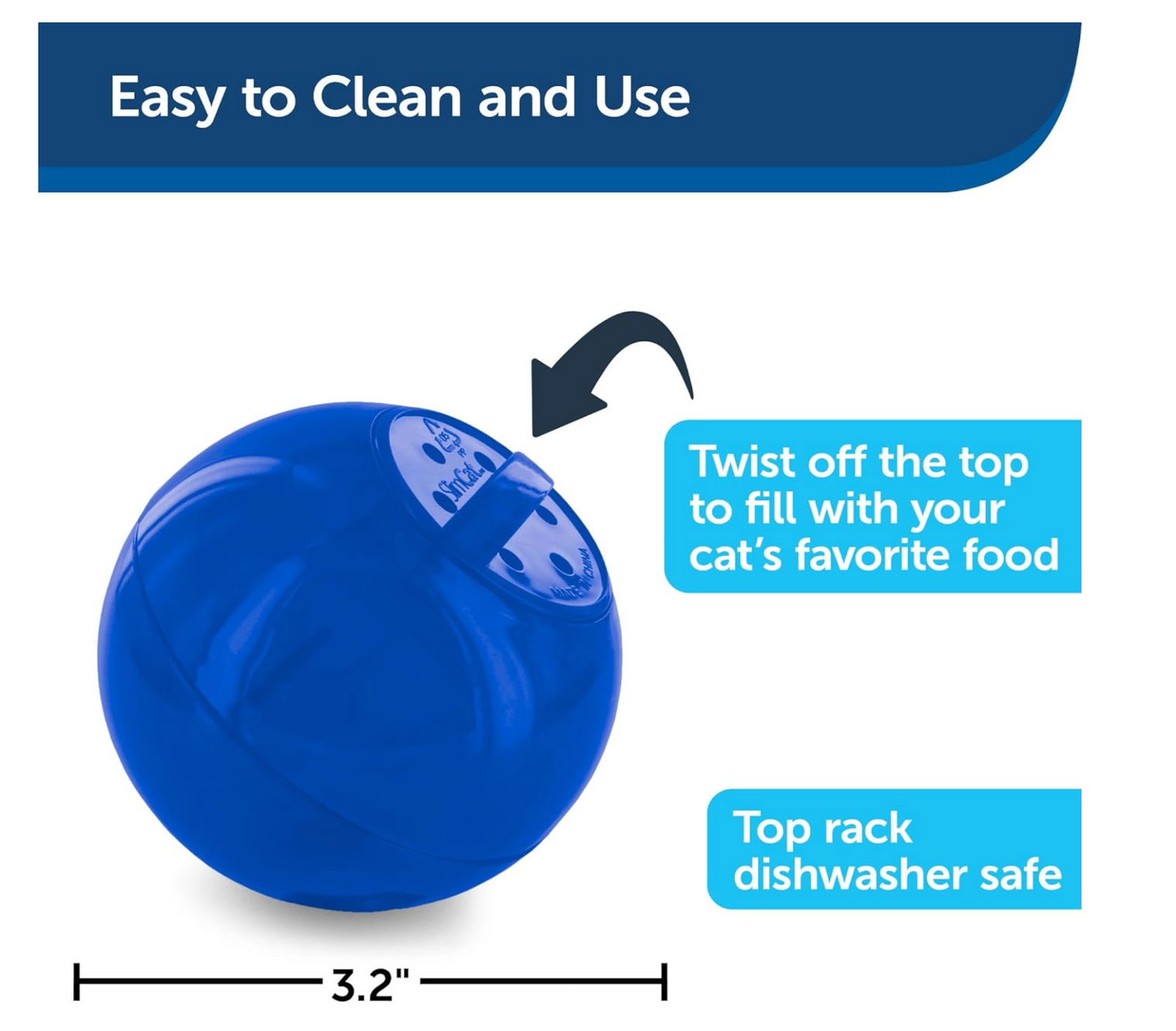 Slimcat Slow Feeder Ball for Cats, Blue
