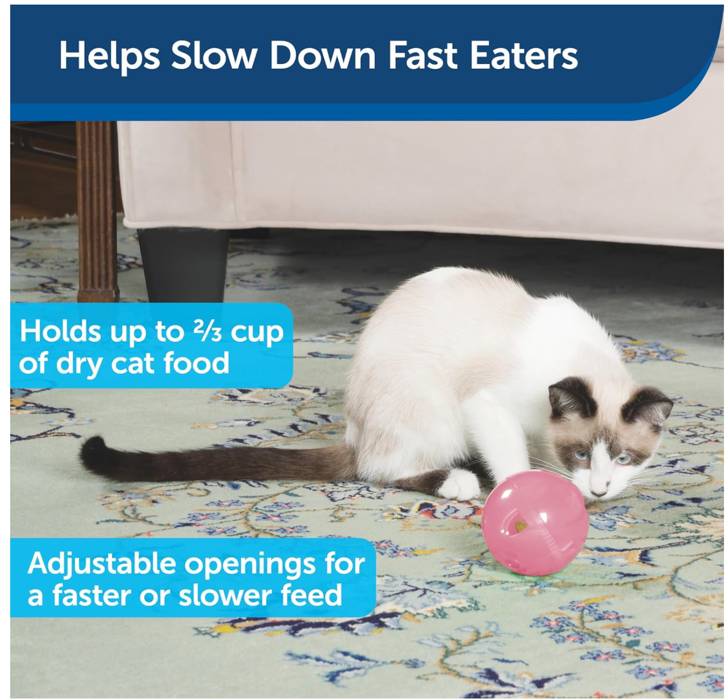 Slimcat Slow Feeder Ball for Cats, Pink