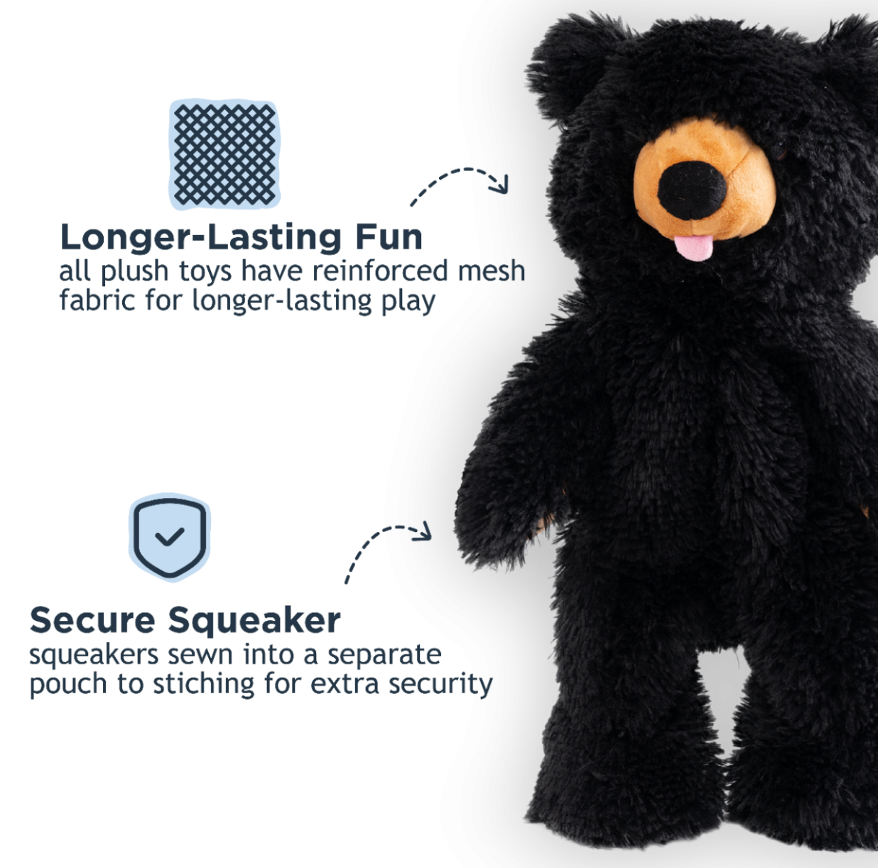Stuffless Black Bear Dog Toy