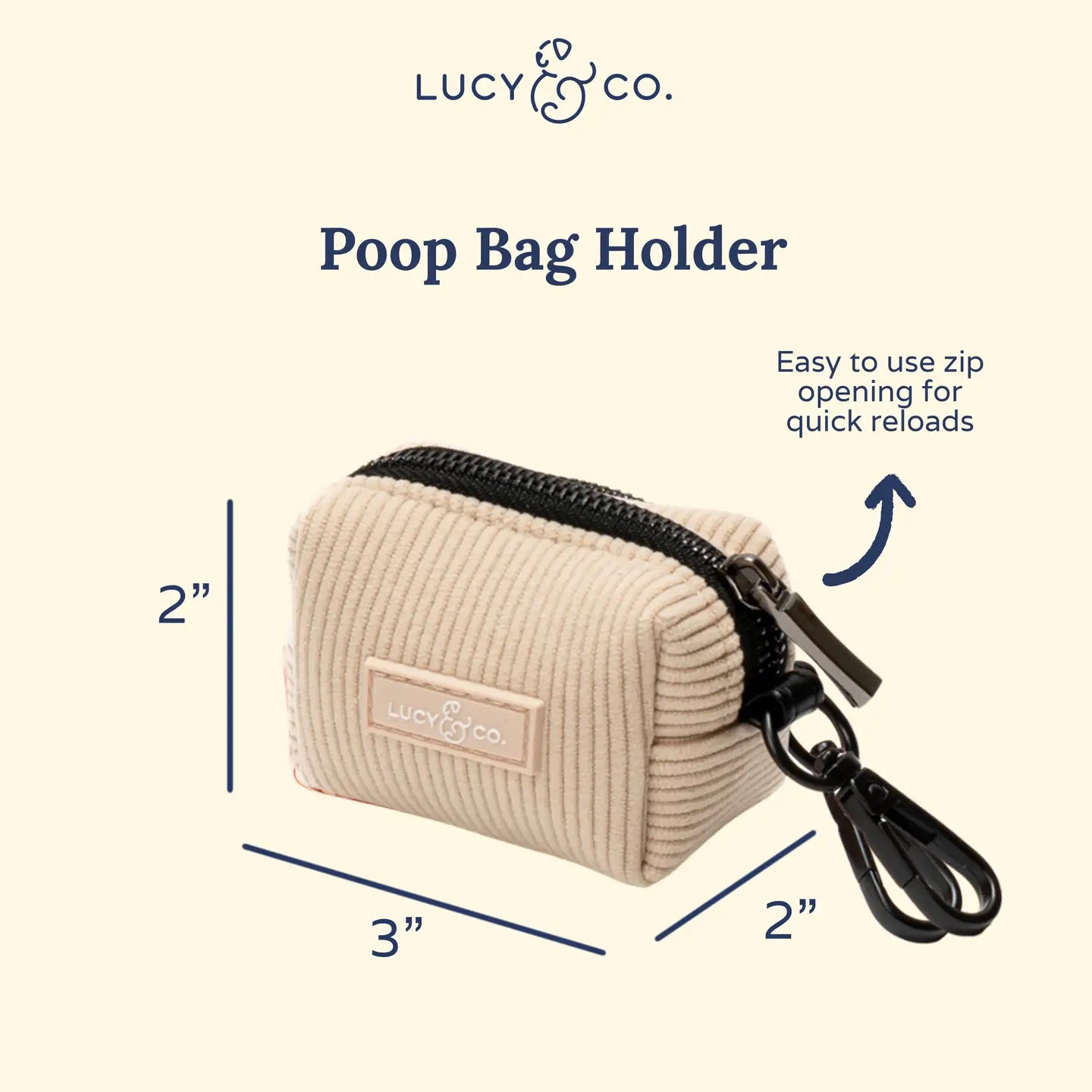 Cream Corduroy Everyday Poop Bag Holder