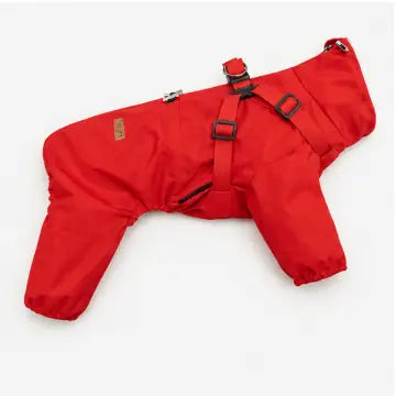 Red Waterproof Dog Raincoat Onesie