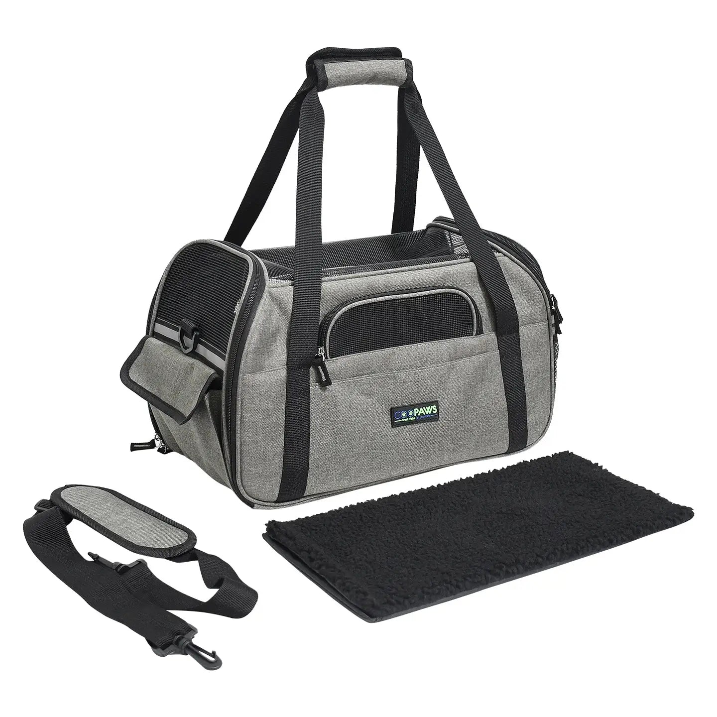 Soft Sided Pet Airline Carrier Grey, 17"
