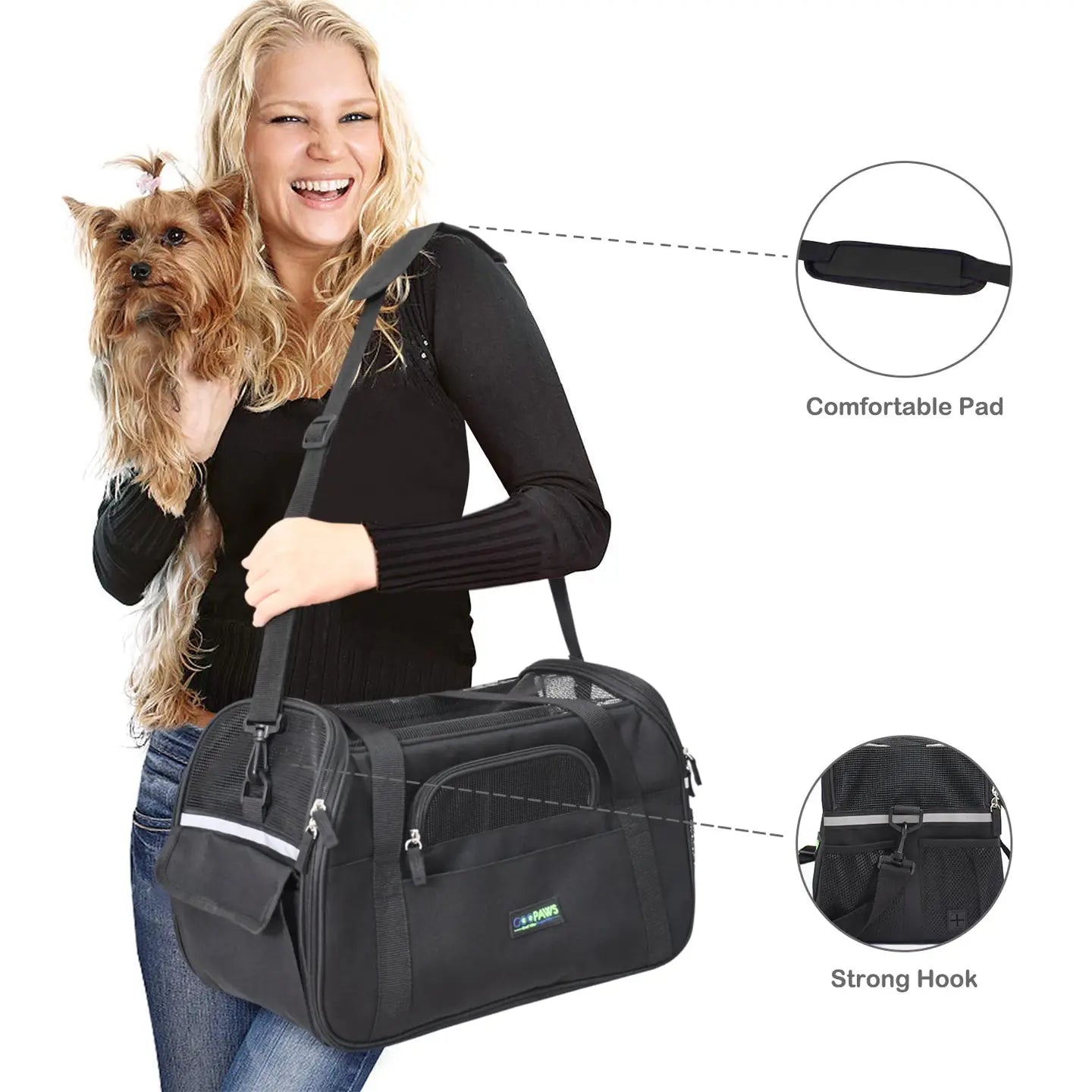 Soft Sided Pet Airline Carrier Black, 17"