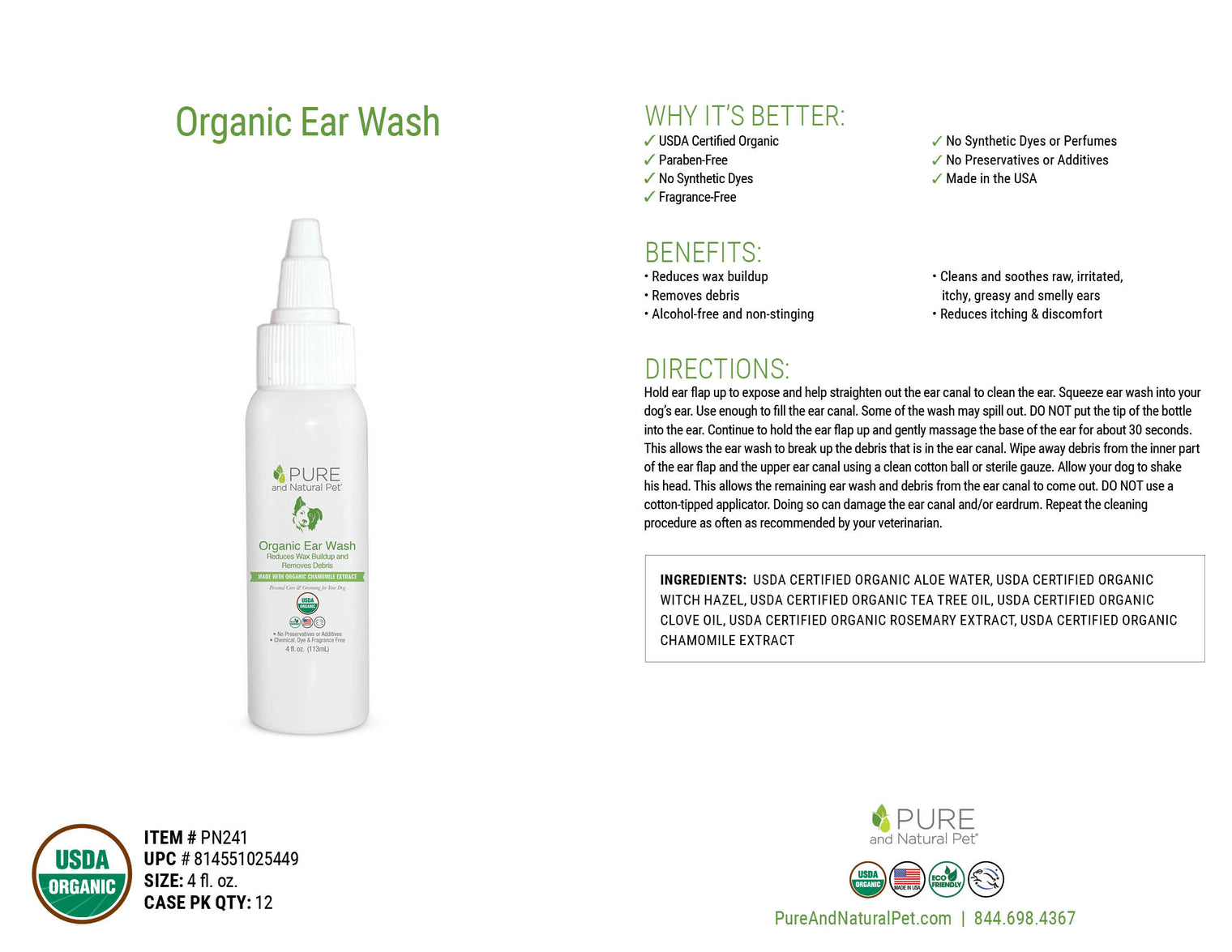 Ear Wash For Dogs - 4 oz