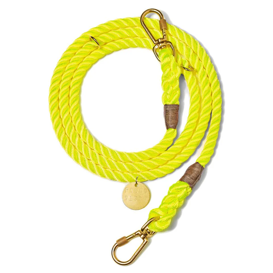 Found Hands Free Adjustable Rope Leash | Neon Yellow