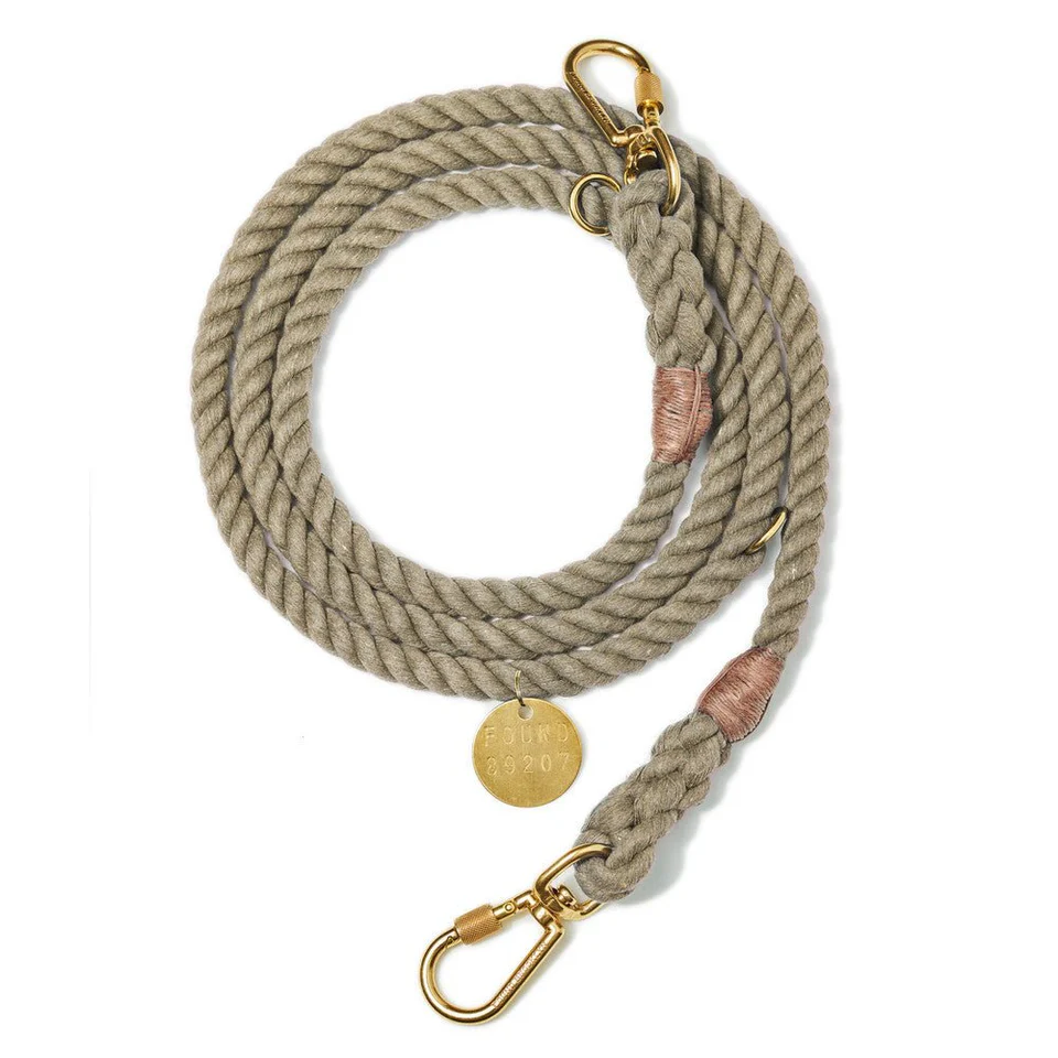 Found Hands Free Adjustable Rope Leash | Dark Tan