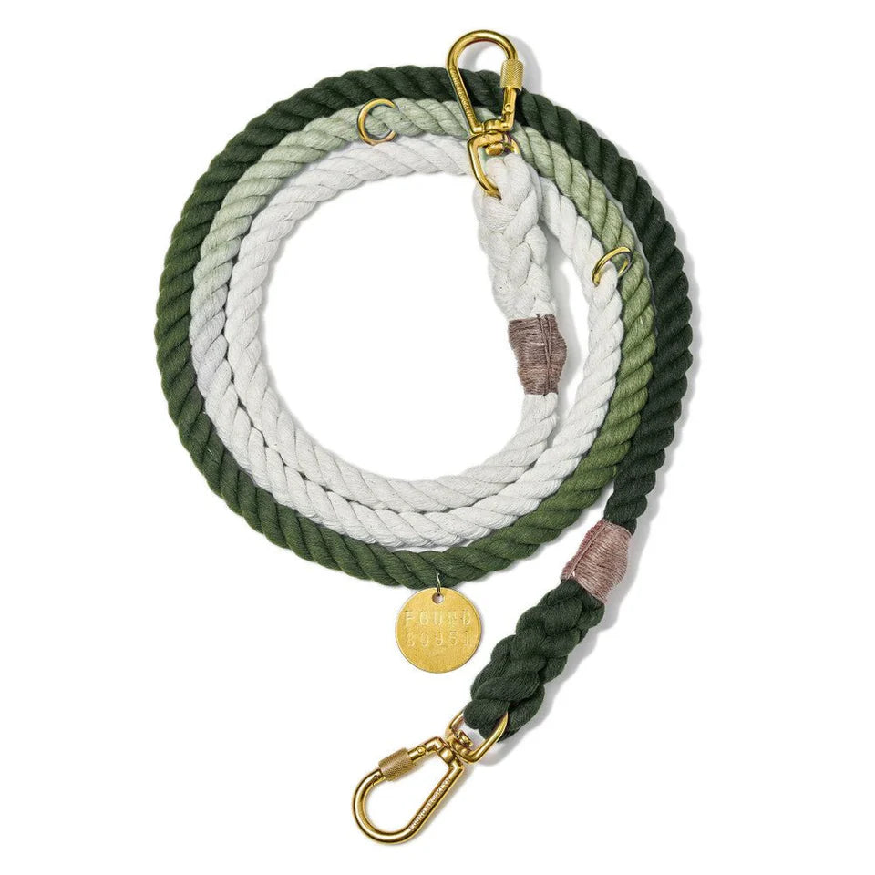 Found Hands Free Adjustable Rope Leash | Olive Ombre