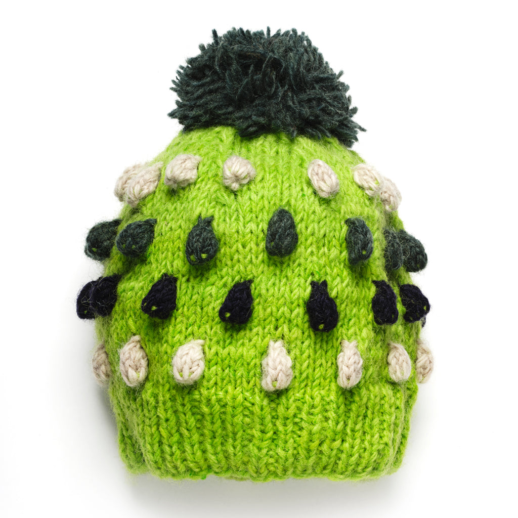 Lime Pom Pom Knit Beanie