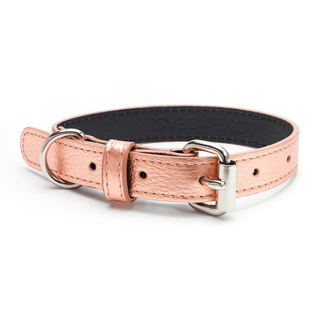 Metallic Rose Gold Pebble Leather Collar