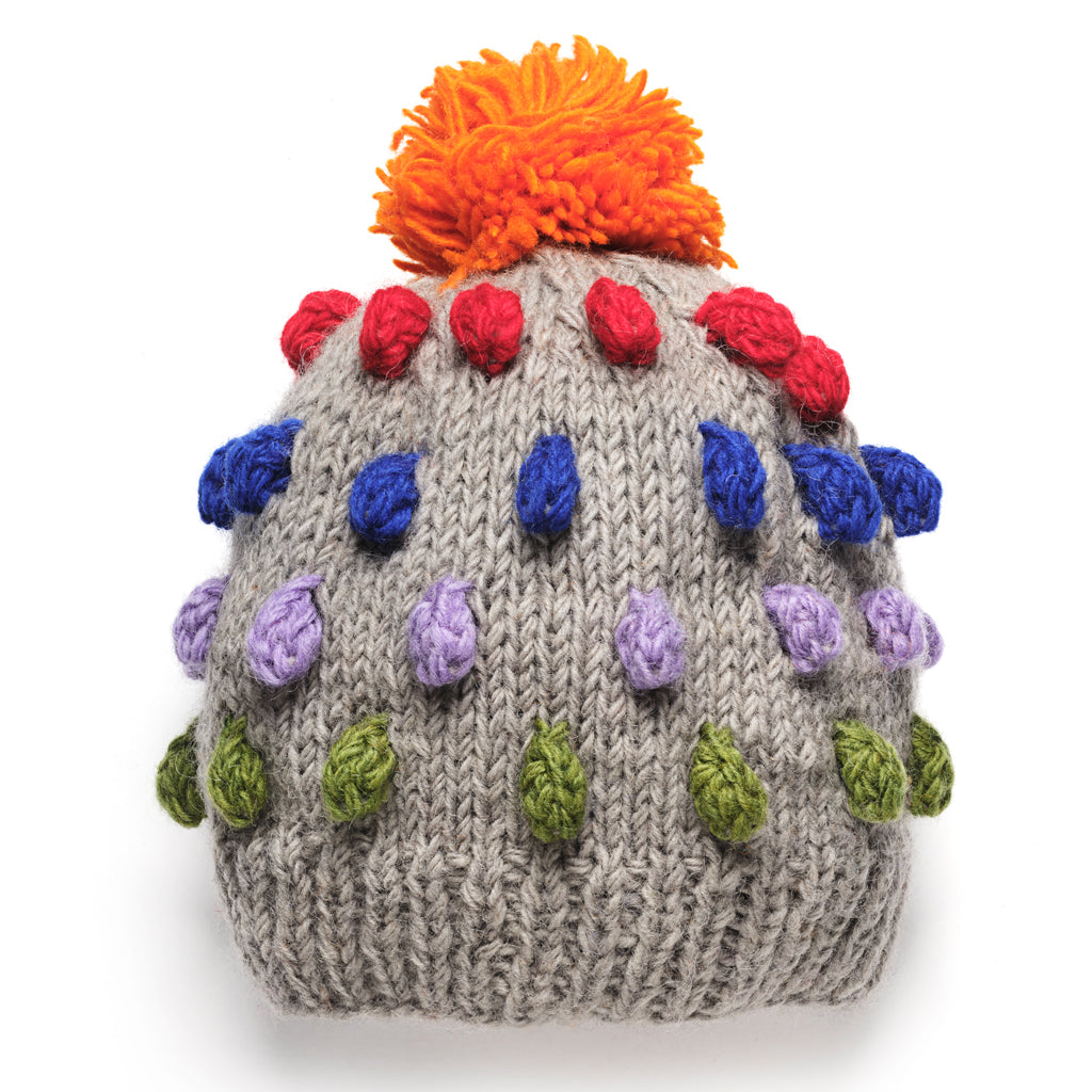 Rainbow Pom Pom Knit Beanie