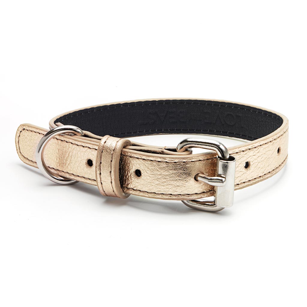 Metallic Gold Pebble Leather Collar
