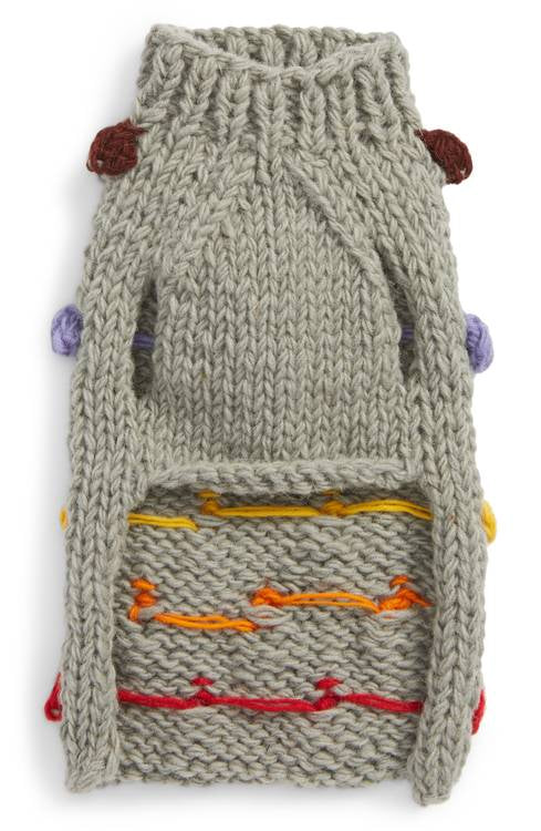 Pom Pom Knit Sweater - Rainbow Grey