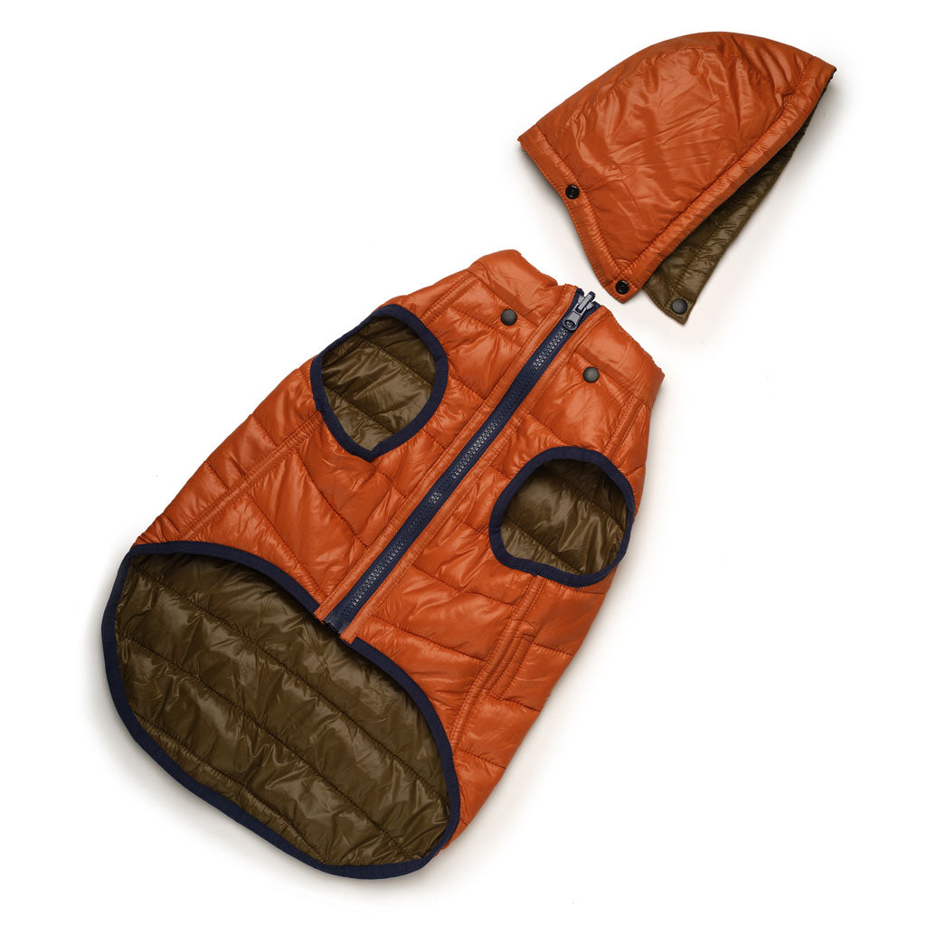 Reversible Puffer Jacket, Olive / Orange